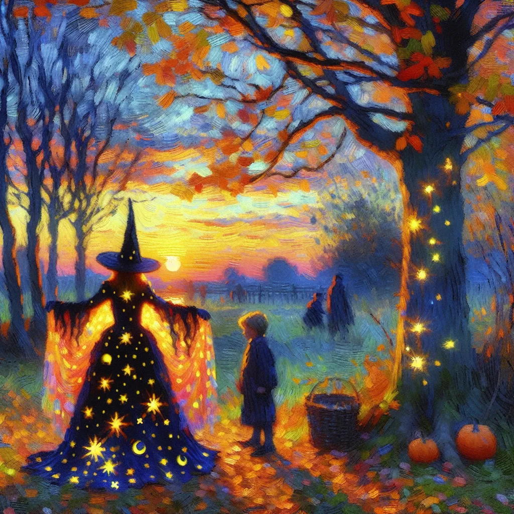 Story, Halloween, Transformation, Costume, Witch in the style of Monet