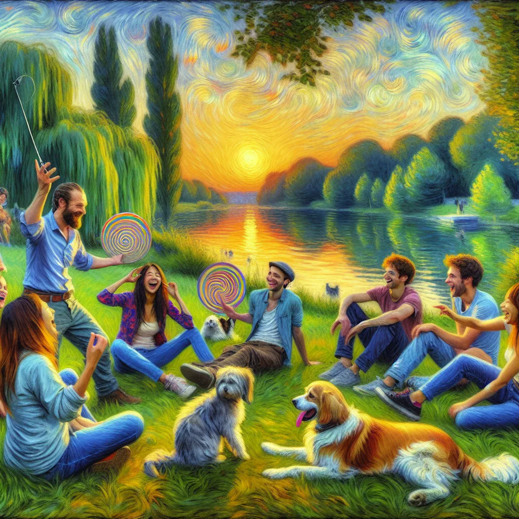 Pets, Hypnosis, Pranks, Friendship, Revenge in the style of Monet