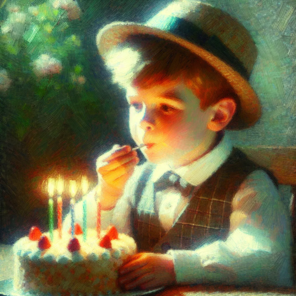 Boy, Timmy, Young, Age, Birthday in the style of Monet