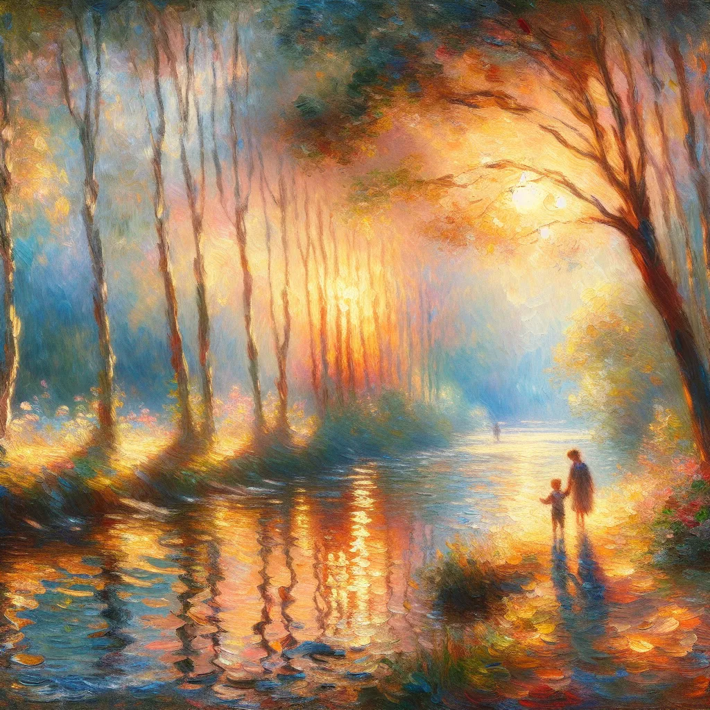 Transformation, Memories, Childhood, Motherhood, Nostalgia in the style of Monet