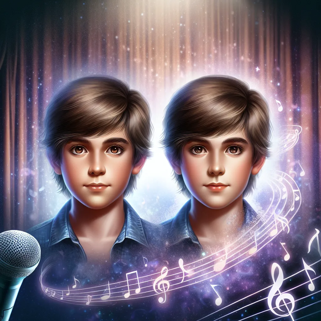 A digital depiction of a young boy named Oliver undergoing a magical transformation into the singer and performer, Raye. The image captures the moment of transformation, with Oliver's features changing gradually to become more feminine and resembling Raye. The image shows Oliver/Raye with silky brown hair, striking hazel eyes, and a slight smile as the transformation progresses. The background includes hints of musical elements, representing Raye's musical journey.