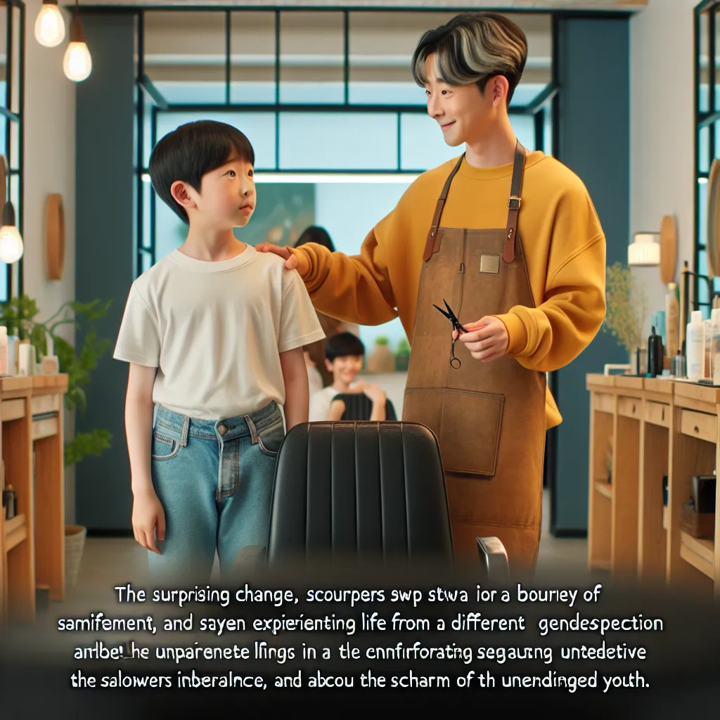 A young boy named Timmy trades bodies with a Korean stylist named Young in a salon. The unexpected switch leads to a transformative and intertwining journey of growth, love, and acceptance as Timmy embraces life as a resilient woman, and Young relishes her newfound youth. The salon becomes their shared haven, where they celebrate life's miracles and learn valuable lessons about balance, resilience, and the beauty of unexpected transformations.