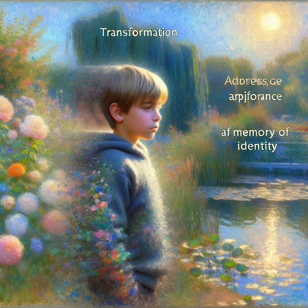 Boy, Transformation, Appearance, Memory, Identity in the style of Monet