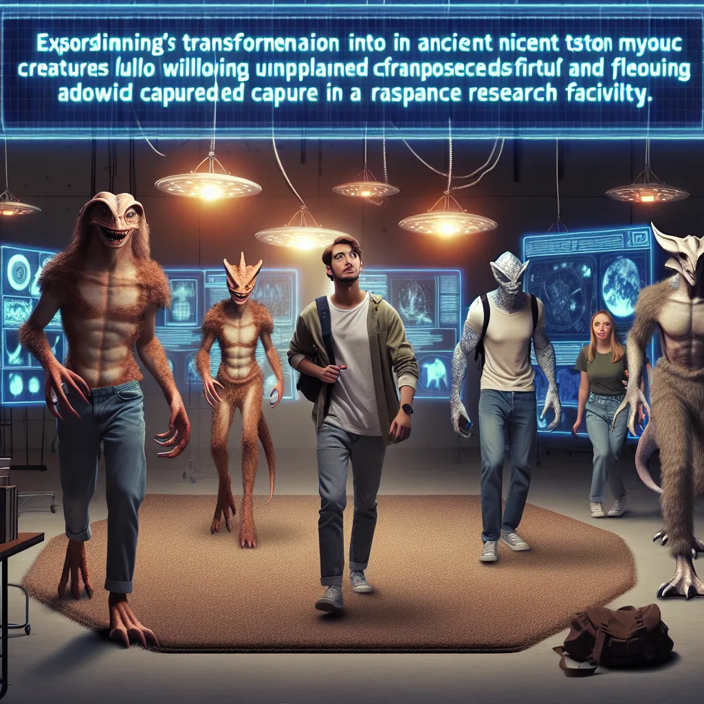 A group of friends recounts their transformation into ancient creatures after an unauthorized visit to a research facility, navigating their new forms and evading capture in a changed world.