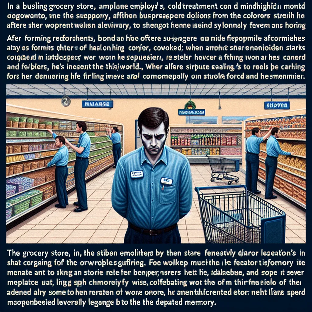 In a grocery store, Jacob Miller, a lonely man, endures rejection and torment from his coworkers and customers. After meeting Sarah and forming a bond, their relationship deteriorates when she falls for Brian, the store manager. Overwhelmed with despair, Jacob takes his own life, leaving his coworkers to reflect on their actions. The tragedy prompts changes in the workplace, as the employees work to prevent future suffering and honor Jacob's memory. The grocery store becomes a place of kindness,