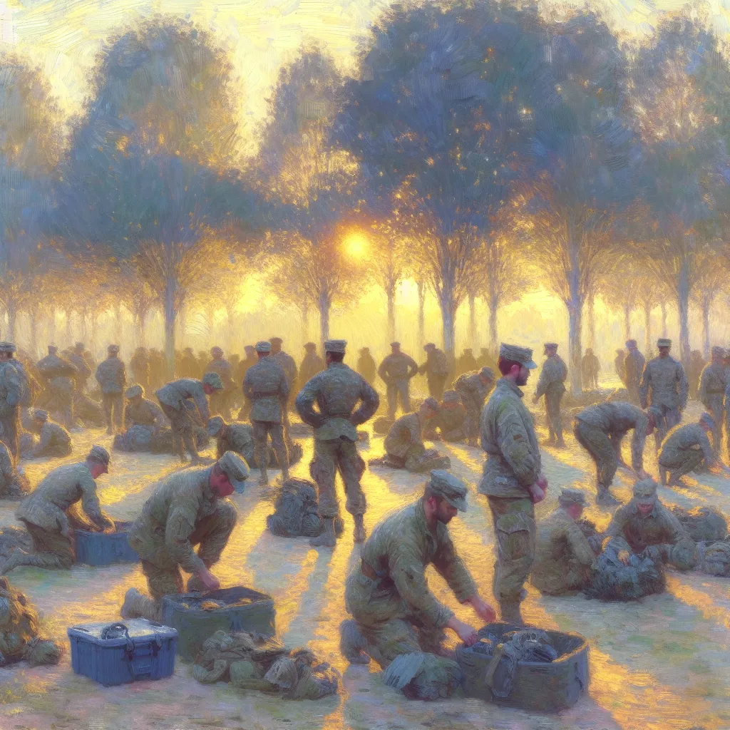 Transformation, Identity, Gender, Military, Body in the style of Monet