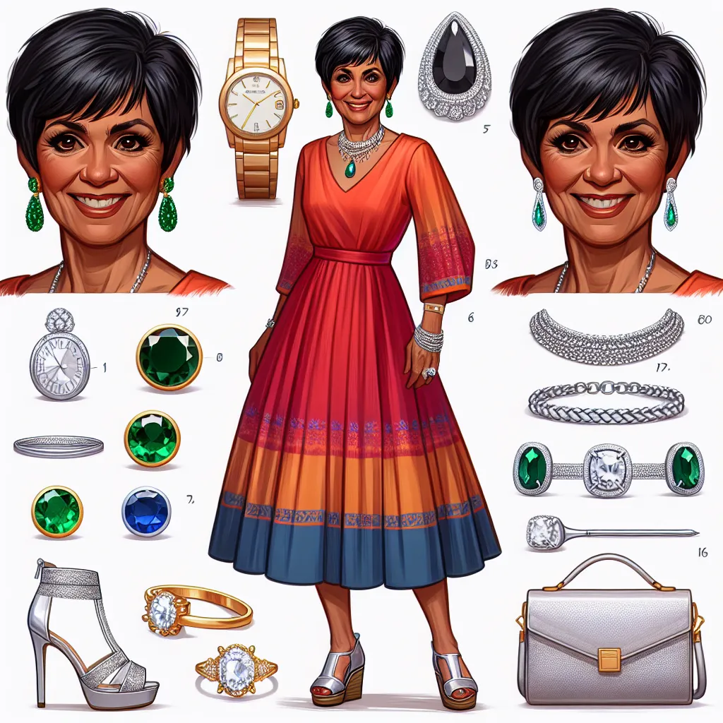 A generative image based on this story would be a portrayal of Peter/Veronica (Roni) Johnson, a 70-year-old woman from Charleston, South Carolina. She is shown wearing a vibrant, knee-length dress with metallic silver platform sandals. Roni is accessorized with a matching silver purse and an assortment of elegant jewelry, including diamond earrings, an emerald necklace, a gold chain bracelet, a sapphire anklet, a ruby brooch, a pearl ring, and a wedding ring on her left ring finger. Her short, j