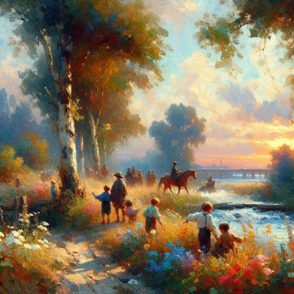 Childhood, Transformation, Friendship, Adventure, Acceptance in the style of Monet