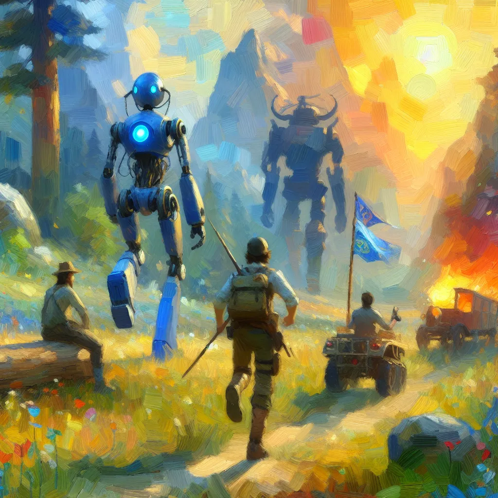 Adventure, Chaos Control, Avatar, Robot, Friendship in the style of Monet