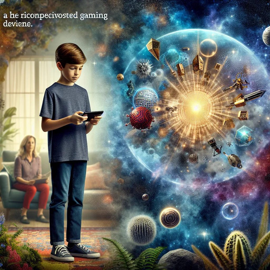 A detailed description of a 10-year-old boy named Evan who retrieves his confiscated Nintendo Switch, but experiences strange and magical events resulting in a reality-altering transformation involving his mom, Lauren.