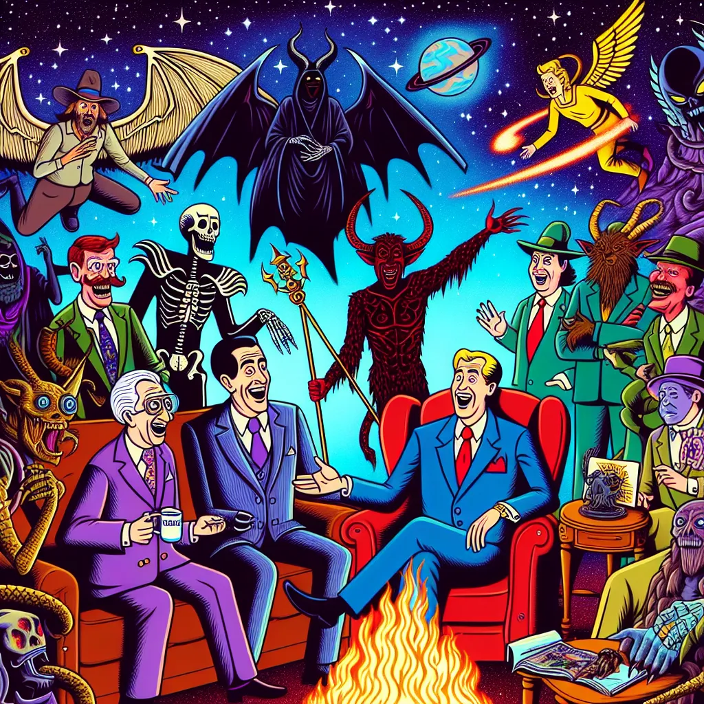 A cosmic collision of dark comedy, demonic bureaucracy, and interstellar warfare as characters from *Helluva Boss*, *Hazbin Hotel*, and *The Ur-Quan Masters* interact in a wild crossover.