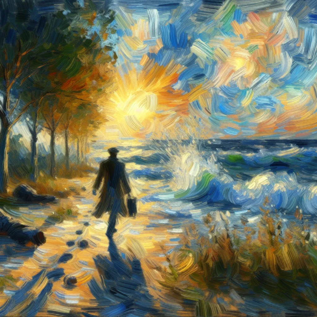 Transformation, Sensitivity, Character Development, Engaging, Narrative in the style of Monet