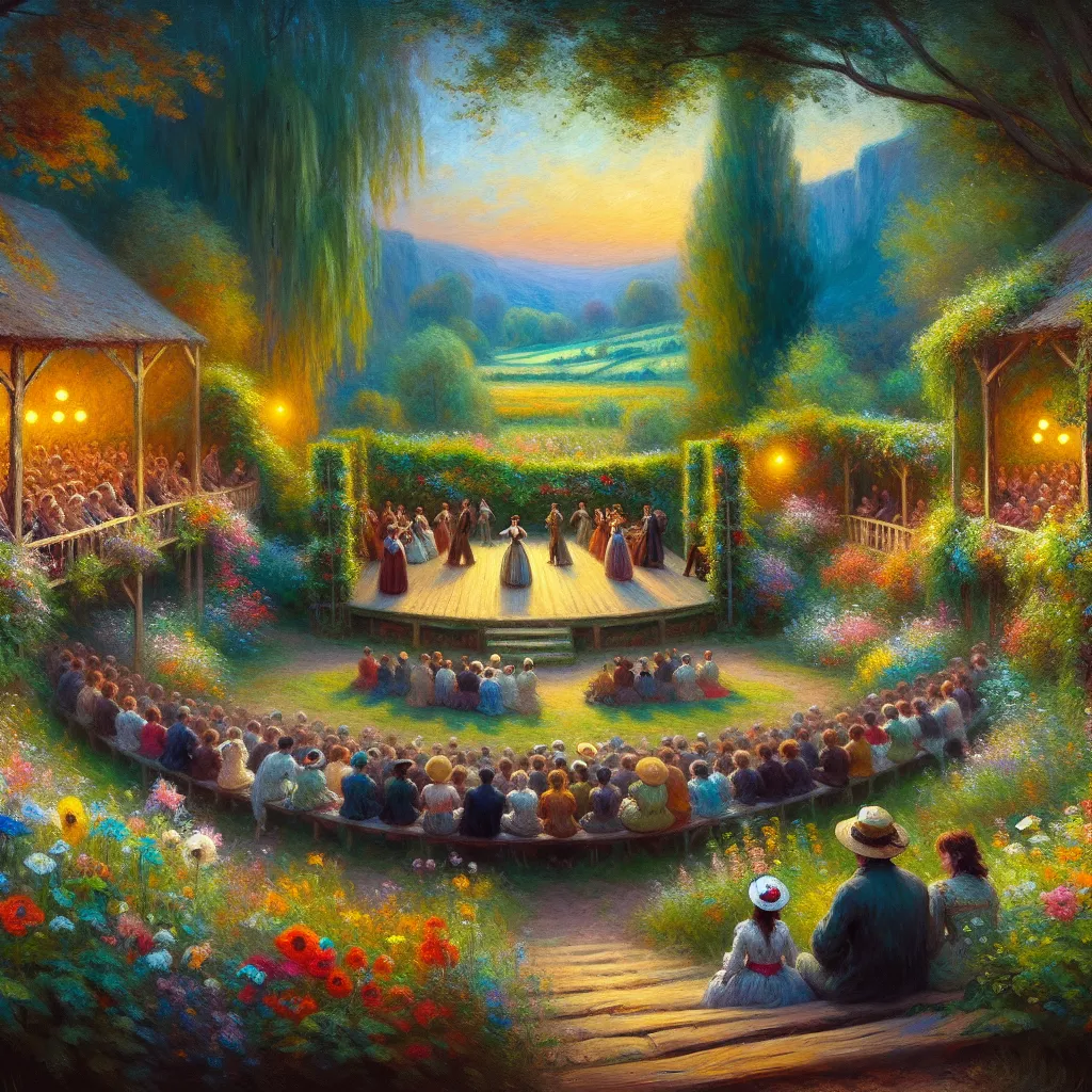 Act, Audition, Drama, Performance, Character in the style of Monet