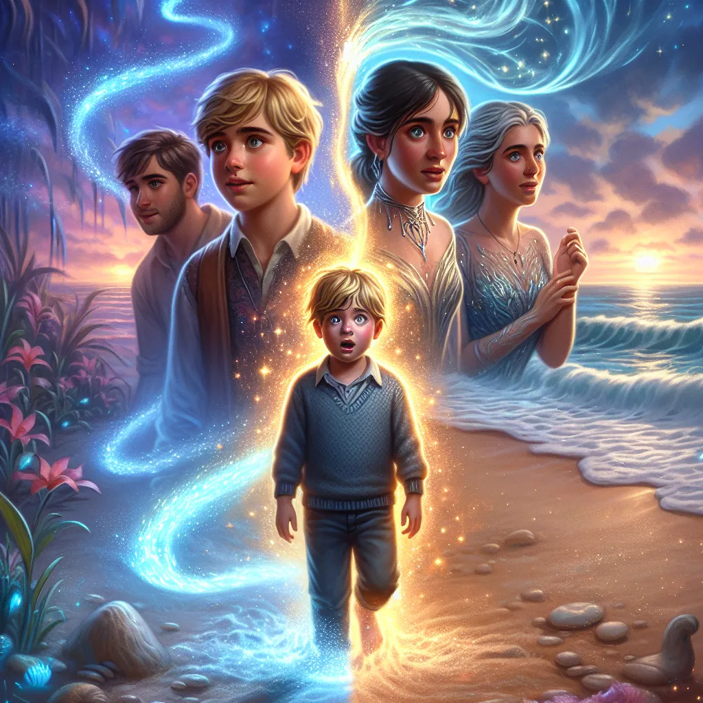 A child named Asher experiences a mysterious beachside transformation, swapping bodies with a woman and navigating the complexities of his new adult life, guided by his loving family.