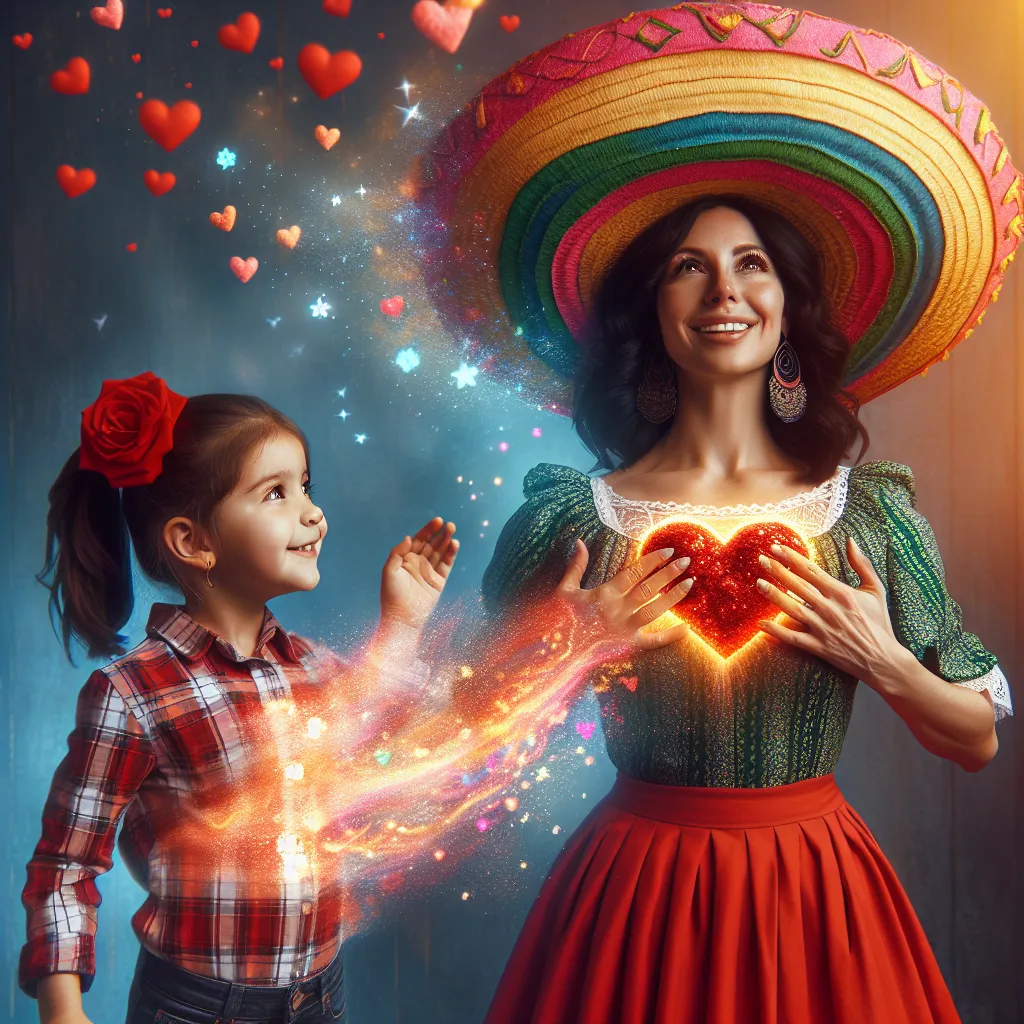 A young child named Ethan transforms into the vibrant, Mexican mother Renata, graced with a loving and lively spirit—the heart of her bustling household.