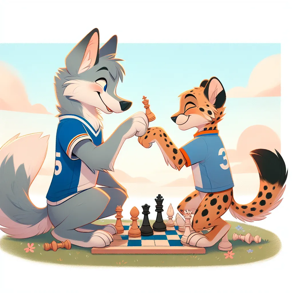 A warm and endearing romance story featuring Luna the wolf and Nim the cheetah as they embrace their growing curves and deepening affection through playful competitions and shared indulgences.