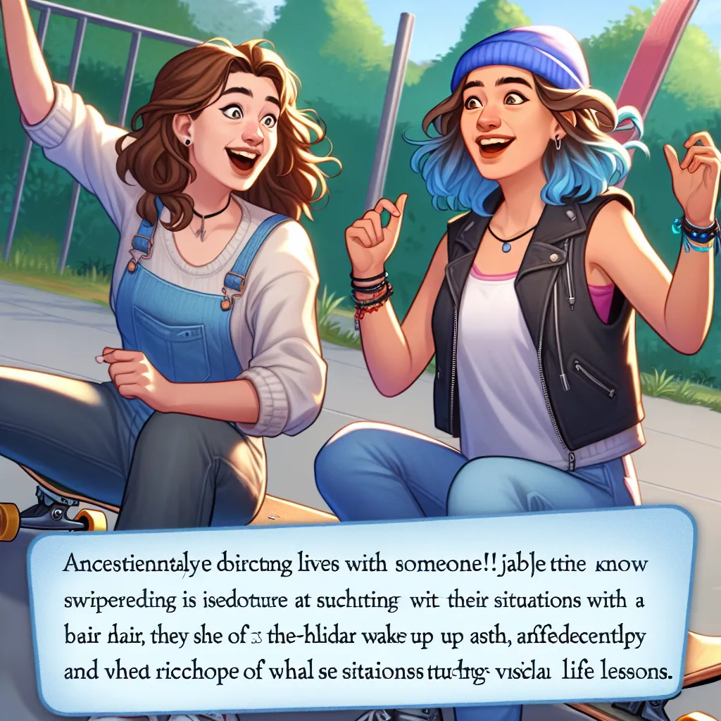 A brown-haired teenage girl and a blue-haired teenage girl skateboard at a local park, celebrating a successful trick. They playfully discuss what it would be like to switch lives with someone, not realizing that their wish was about to come true. Inexplicably, one of the girls wakes up in the body of a baby, while the other finds herself trapped in the body of a teenager. Determined to reverse the switch, they embark on a journey of self-discovery, friendship, and acceptance, learning valuable 