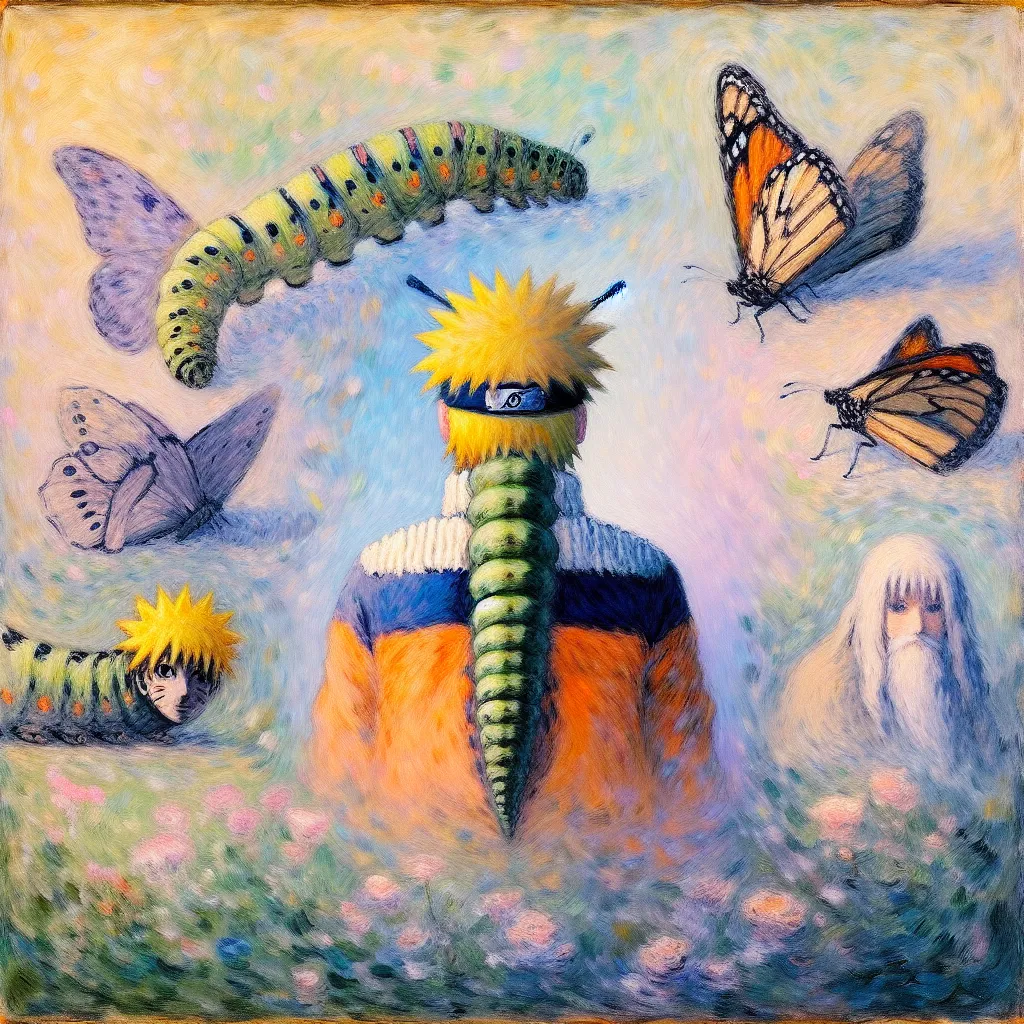 Transformation, Naruto Uzumaki, Identity, Gender, Acceptance in the style of Monet