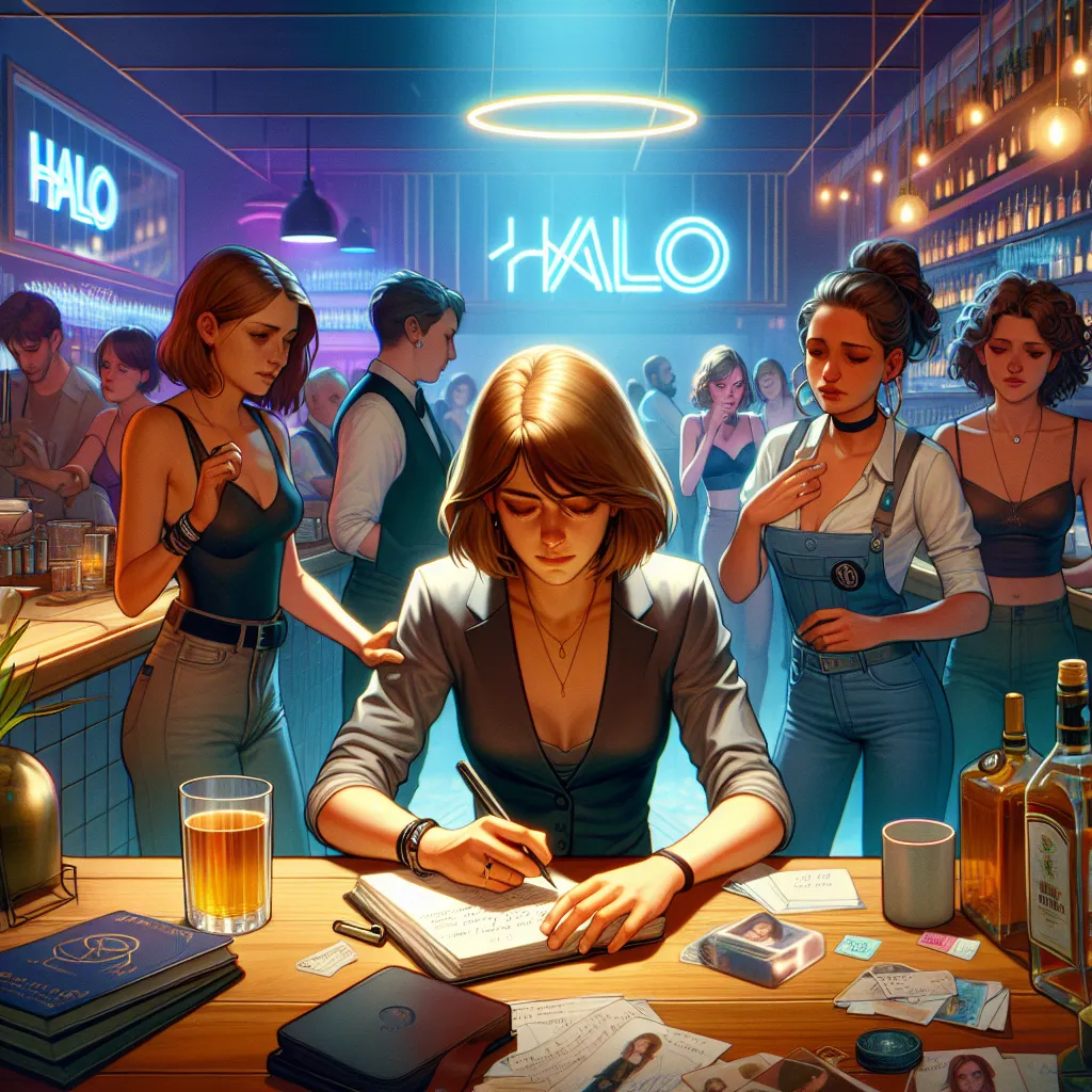 A club manager, Emilie, navigates memories of her missing sister while preparing for a busy night at Club Halo. With her staff's support, she faces the ache of the past and the hope for answers amidst the bustling preparations.