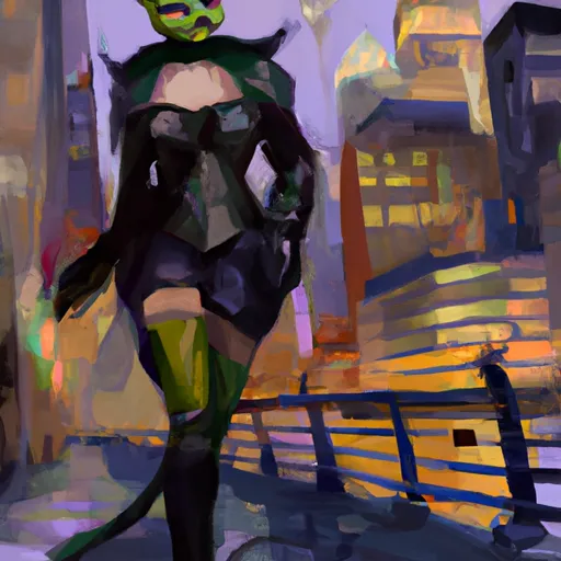 Transformation, Catwoman, Gotham City, Heist, Skill in the style of Monet