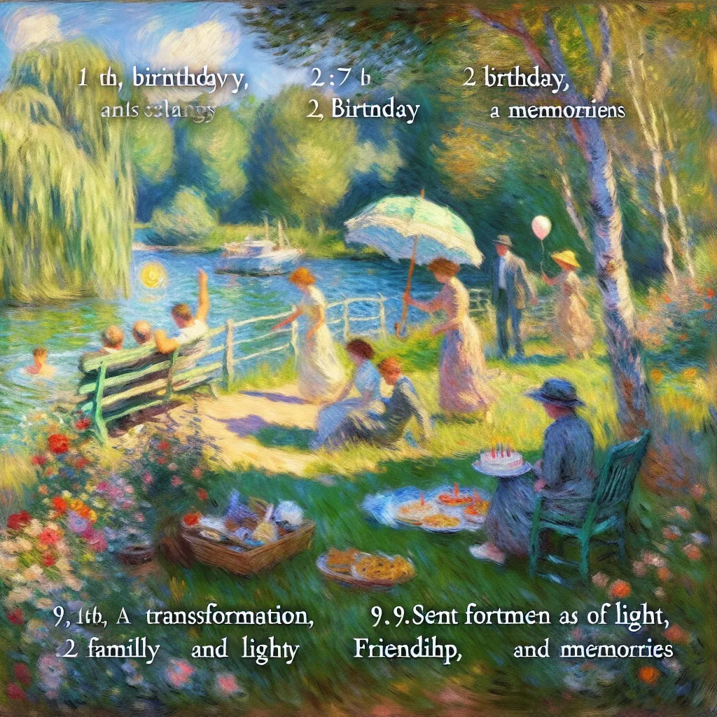 Transformation, Birthday, Family, Friendship, Memories in the style of Monet