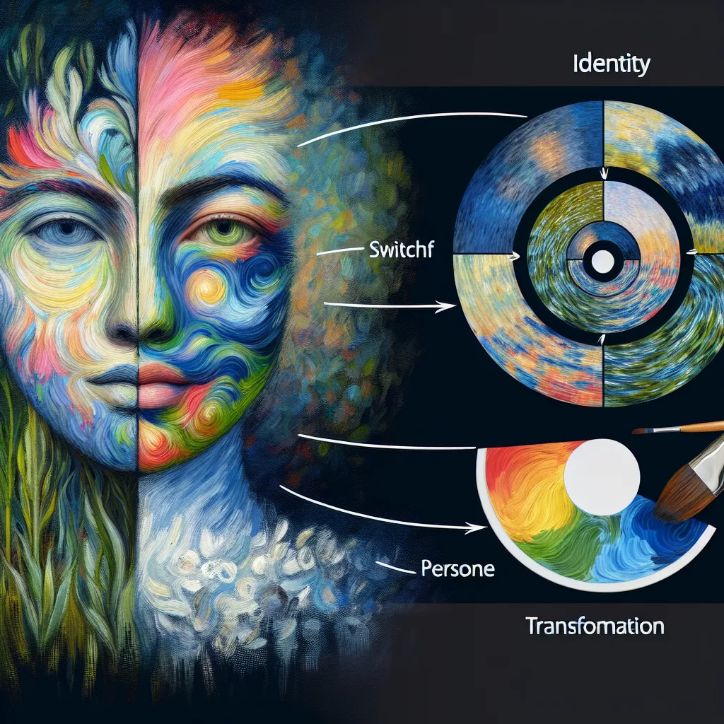 1. Identity
2. Switch
3. Persona
4. Surreal
5. Transformation in the style of Monet