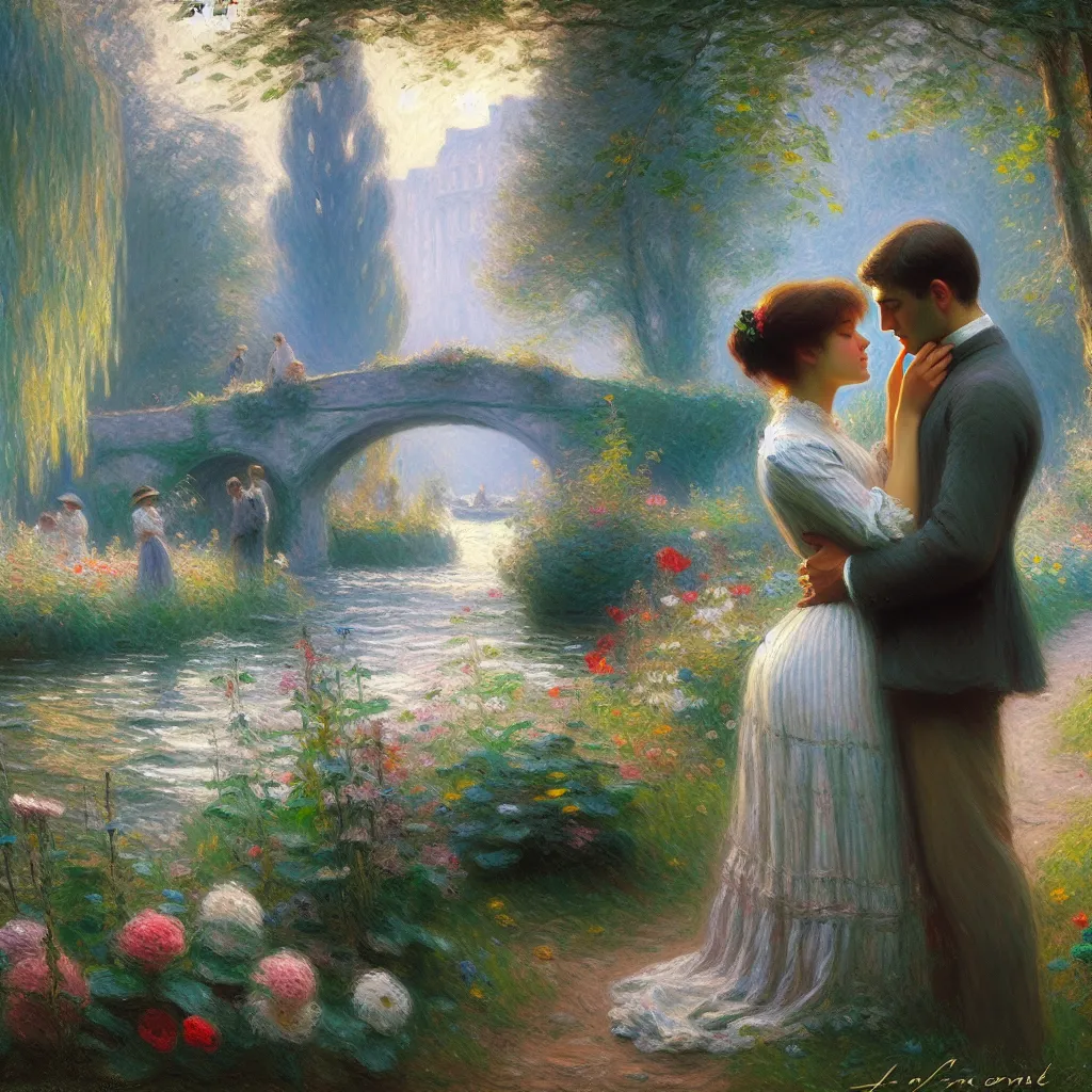 Love, Connection, Intimacy, Chemistry, Passion in the style of Monet