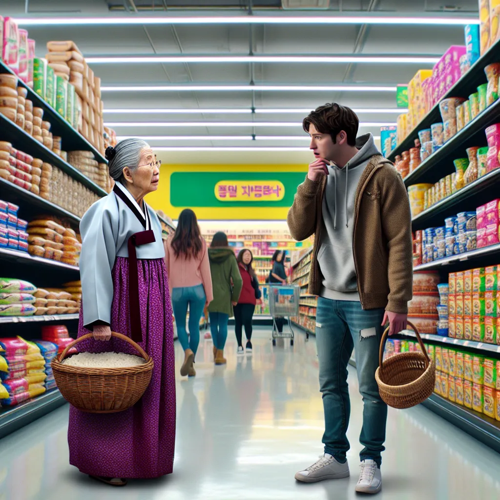 A detailed tale of a magical body swap between a young American boy and an elderly Korean woman during a grocery shopping trip. Their lives intertwine, leading to adjustments, struggles, and acceptance in each other's bodies and cultures.