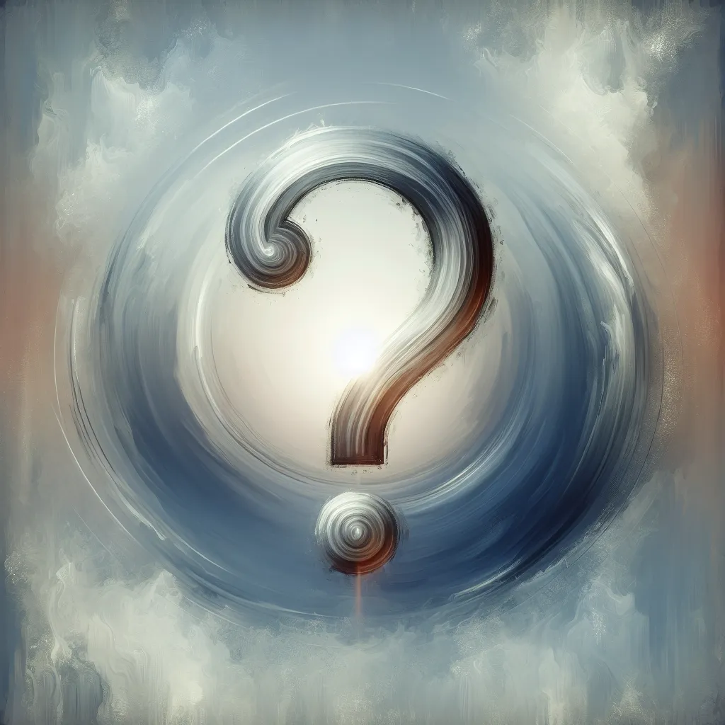 A question mark symbolizing uncertainty and apology.