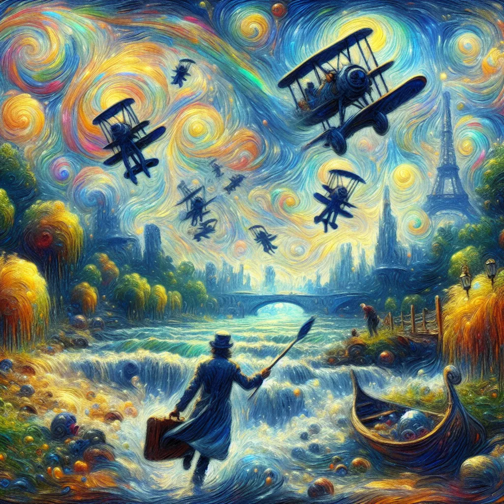 Fantastical, Teleport, Adventure, Imagination, Fun in the style of Monet