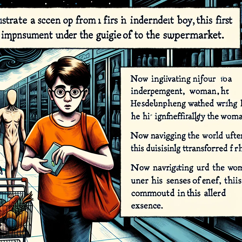 A gripping tale of a young boy, Ethan, who experiences a transformative event while on his first solo trip to the grocery store. After encountering a mentally ill woman named Karen, Ethan's body undergoes a sudden change, morphing into Karen's form. Confused and frightened, Ethan, now Karen, navigates a world filled with paranoia and mistrust, constantly on the move to avoid imagined threats. The story explores the impact of the transformation on Ethan's identity and mental well-being, highlight