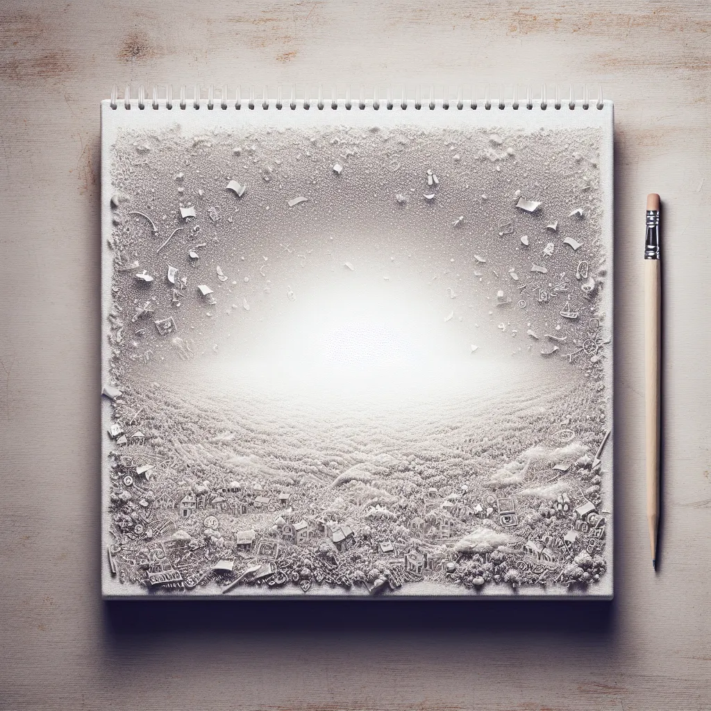A blank canvas symbolizes the untold story waiting to be written, representing the uncertainty and possibility of endless narratives.