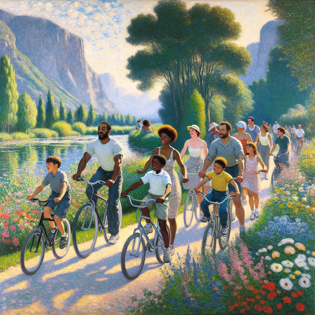 Training, Adaptation, Strength, Determination, Family in the style of Monet