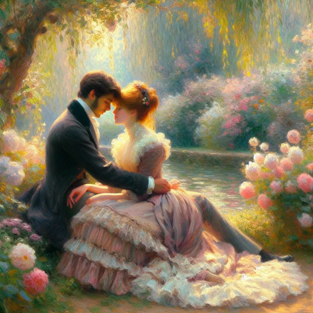 Passion, Romance, Intimacy, Sensuality, Tenderness in the style of Monet