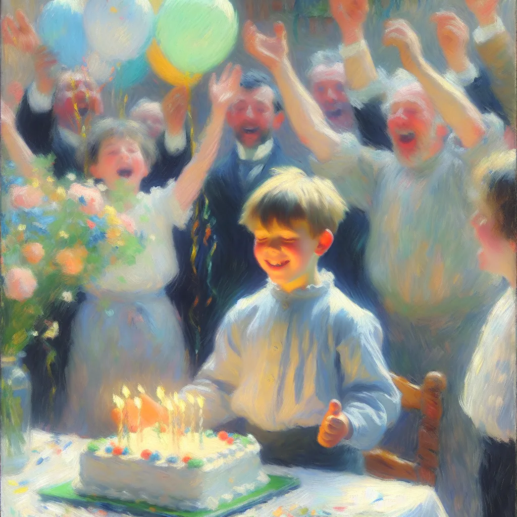 Boy, 8 years old, Birthday, Height, Weight in the style of Monet