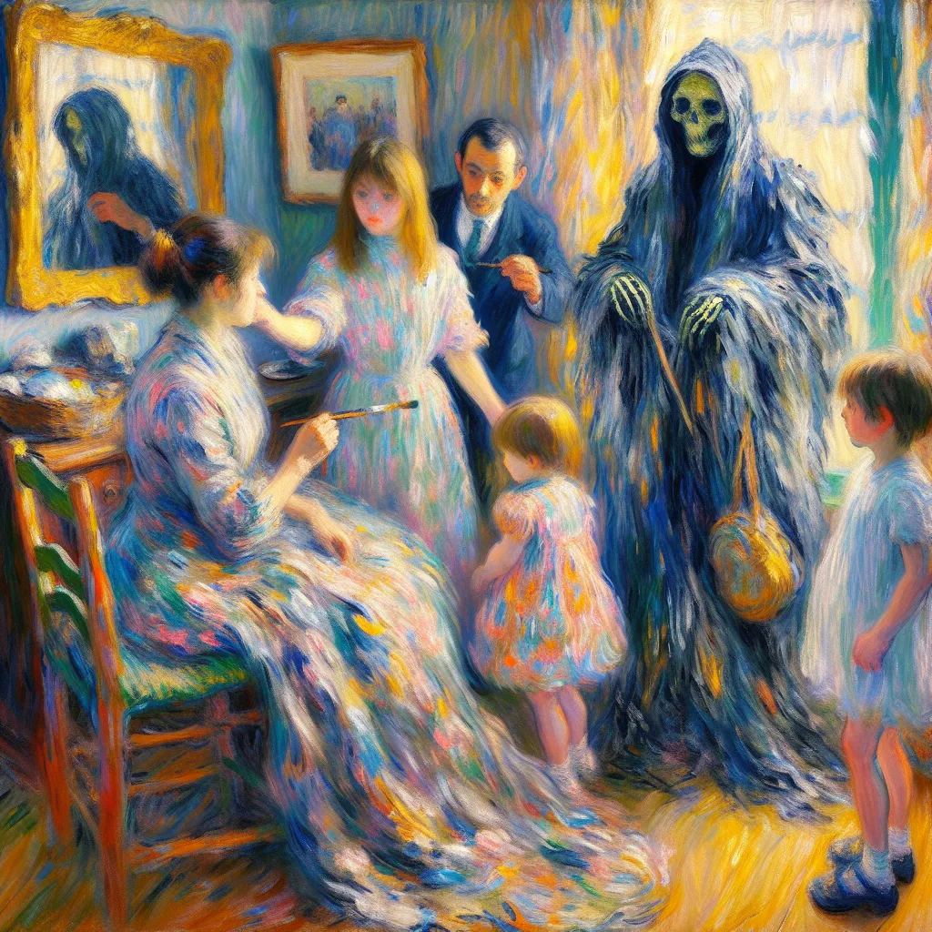 Family, Transformation, Identity, Mystery, Unsettling in the style of Monet