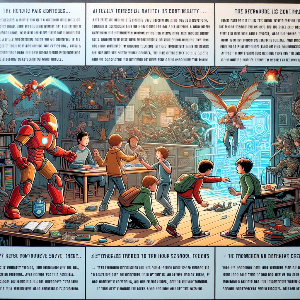 Angel and Gwen find themselves in a distorted version of their living room, facing young Charmcaster who has taken Gwen captive. With their combined powers and the help of Upgrade, they manage to defeat Charmcaster and free Gwen. Afterwards, Angel and young Angel rush to comfort their friend Kitty, who is struggling with a difficult school assignment. Just as they offer support, a swarm of mechanical drones descends upon the school, prompting Angel and young Angel to transform into Teraspin and 