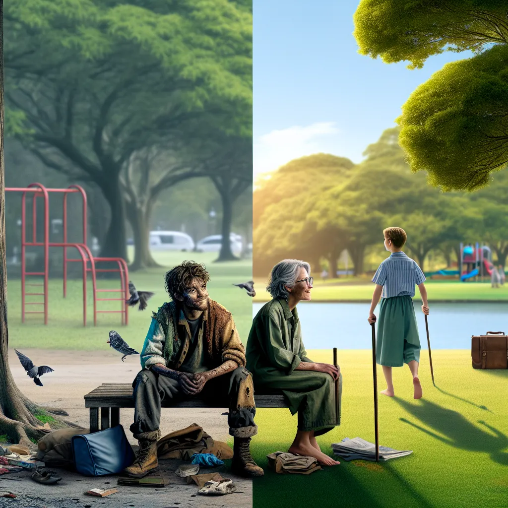 A transformative encounter at the park leads to a mysterious swap between a young boy and a homeless woman, Oliver and Cassandra, altering their lives forever. As Oliver navigates Cassandra's harsh reality with practicality and grit, memories of his past fade away, replaced by the struggle for survival. Meanwhile, Cassandra adapts to Oliver's innocence and freedom, feeling a fleeting nostalgia for what she once had. The park remains a poignant backdrop for their separate journeys, as they embrac