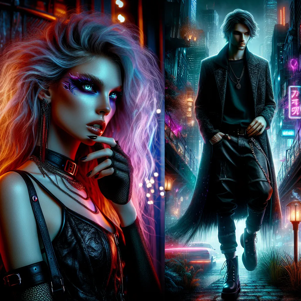 A young woman named Luna, with wild hair and an even wilder heart, searches for a mysterious man with forest shadow eyes who vanishes just as suddenly as he appears, leading her through a city filled with curses, magic, and hidden truths. As they finally come face to face beneath the neon lights of her club, Luna’s expression is a mix of anger, longing, and curiosity, demanding answers in a silent yet powerful confrontation that will change their fates forever.