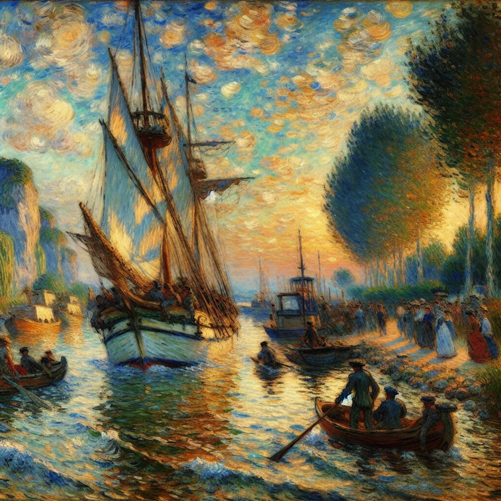 Narrative, Characters, Details, Transformation, Adventure in the style of Monet