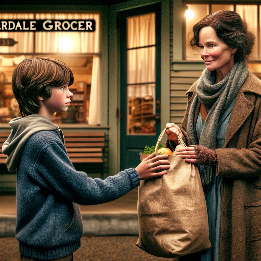 A heartwarming tale of a young boy, Henry, and a struggling woman, whose lives intersect in a mysterious and transformative encounter outside a grocery store, leading to a profound shift in their identities and destinies. Henry blossoms into a kind and compassionate man, while the woman finds a glimmer of hope in her difficult journey. Their parallel stories unfold, connected by acts of generosity and the enduring power of kindness in the town of Cedardale.