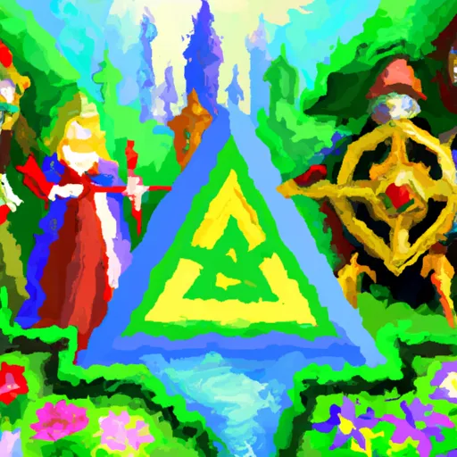 Hyrule, Zelda, Link, Ganon, Triforce in the style of Monet