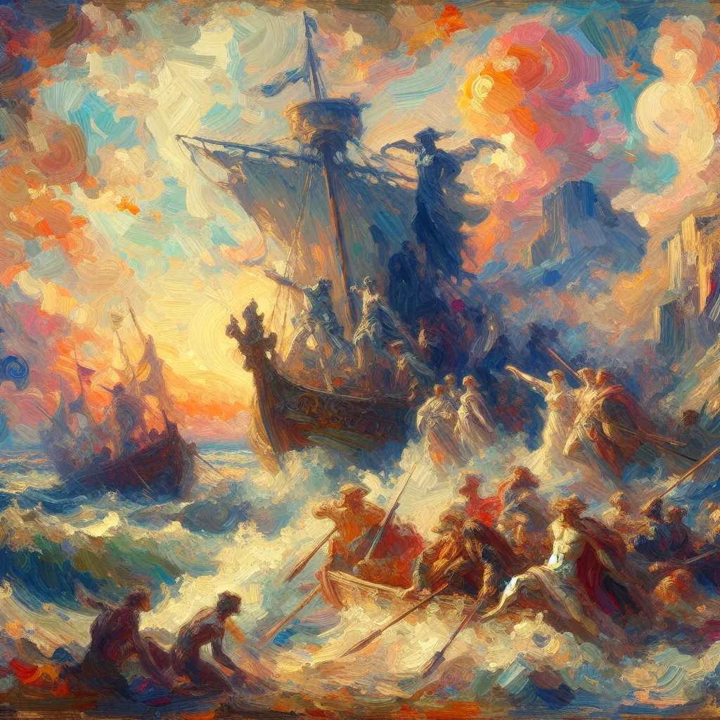 Sky, Battle, Nightmares, Hybrid, Legacy in the style of Monet