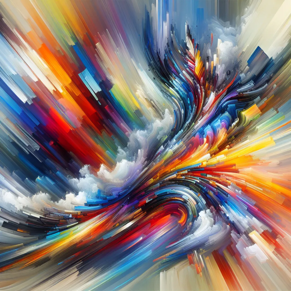 Image description: A colorful abstract painting with vibrant brushstrokes, depicting a dynamic and energetic composition.