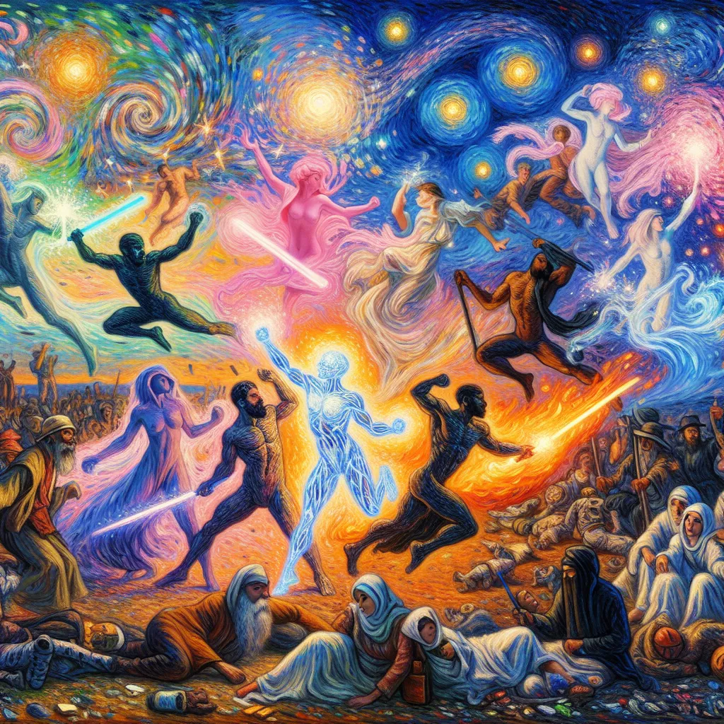 1. Body Swap  
2. Martial Arts  
3. Magic  
4. War  
5. Identity in the style of Monet