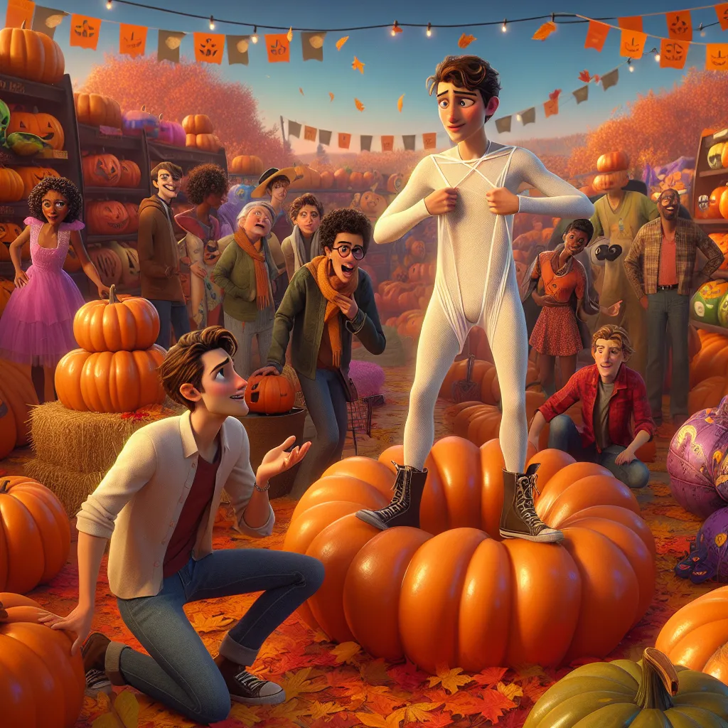 A character-driven Halloween vignette about Theo waking up in Mrs. White's body, navigating a pumpkin patch with friend Drew, and amusingly trying on sexy costumes at a store, all while adjusting to the unexpected switch.