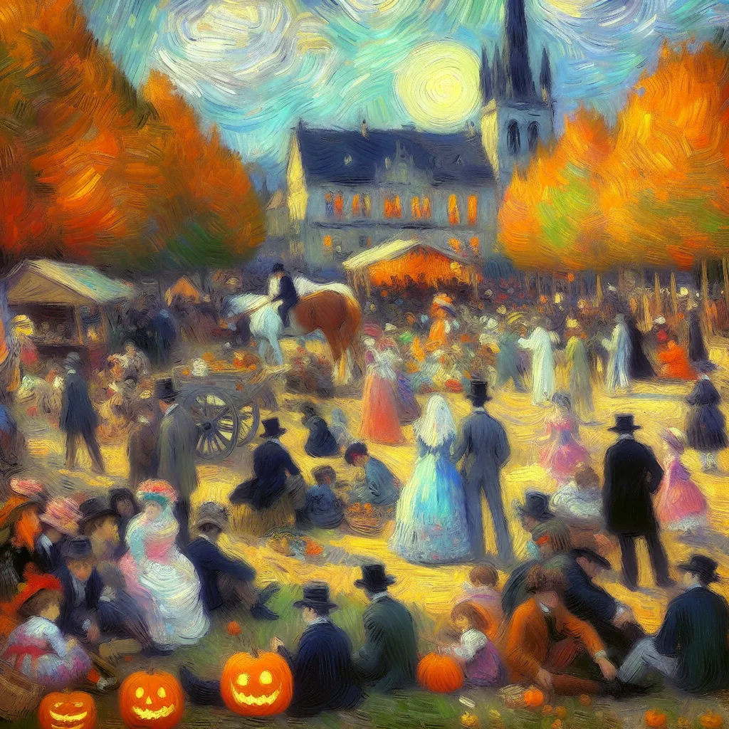 Transformation, Identity, Halloween, Costume, Discovery in the style of Monet