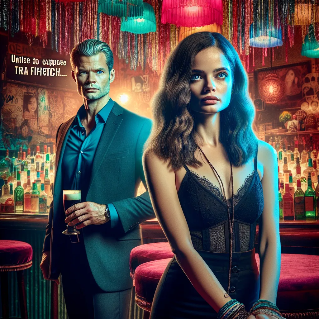 Description:

Aria, a solemn bartender, stands alone in the vibrant Velvet Lounge. Memories of her missing sister Nina weigh heavy on her heart. A mysterious man with piercing blue eyes, Detective Lucas Byrne, approaches her with a proposition. The shadowy world of trafficking looms in the background as Aria and Lucas join forces to uncover the truth. In this thrilling image, Aria and Lucas stand together, determined to navigate the darkness and unravel the secrets that consumed her sister.