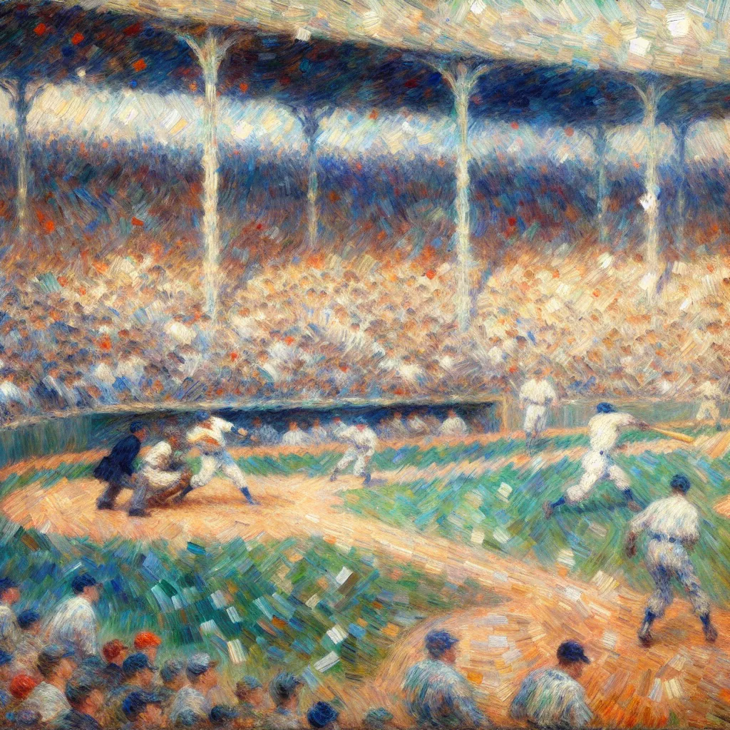 Baseball, Shift, Adaptability, Resilience, Body in the style of Monet