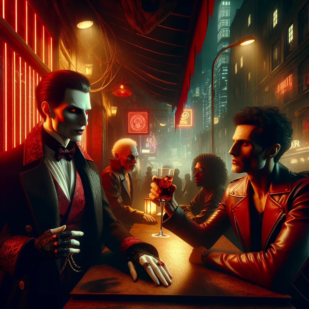A mysterious club owner aids a vampire's quest to find a long-lost friend in a tale of blood and secrets intertwined in the heart of the city.